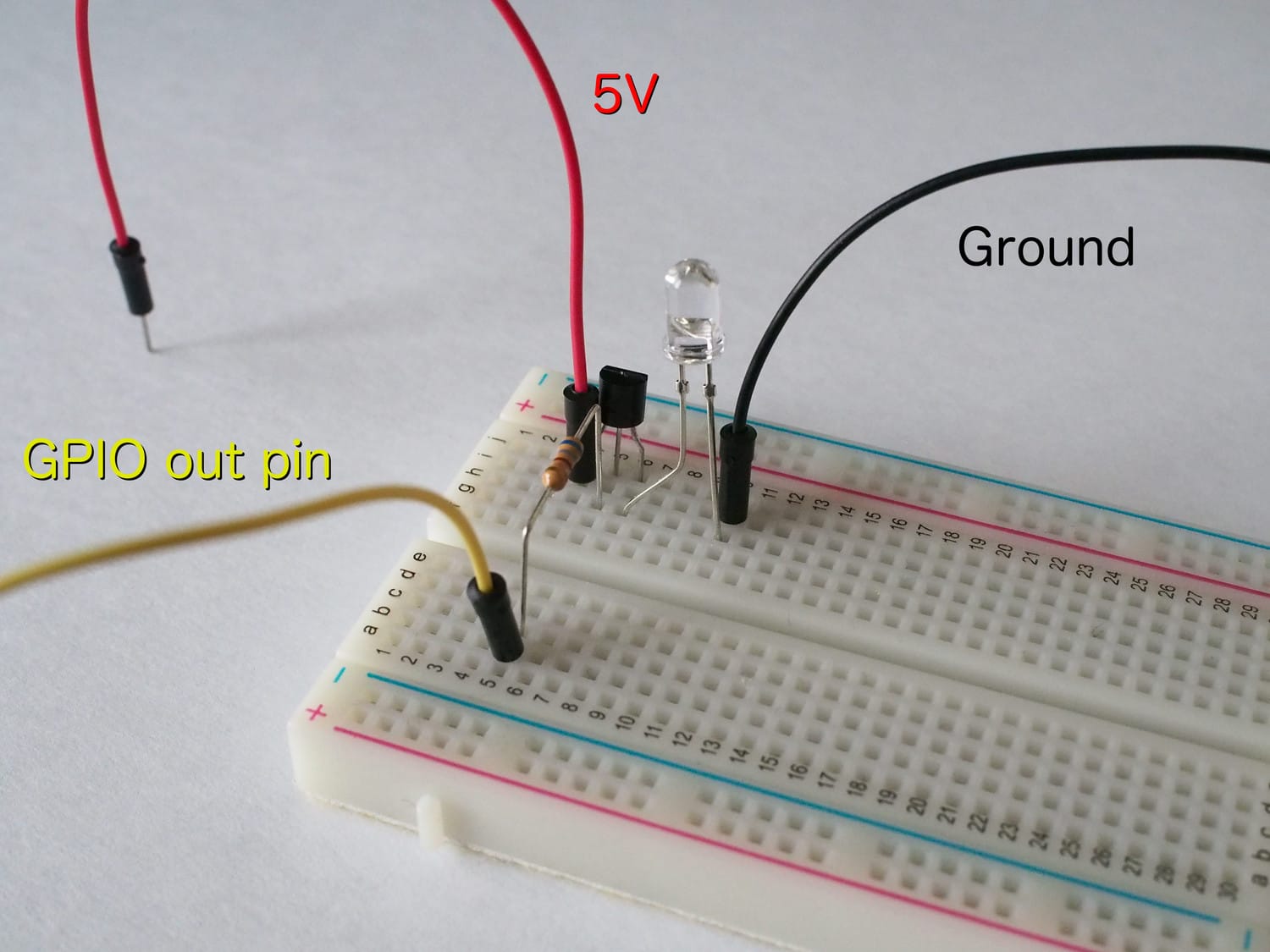 LED circuit on a solderless breadboard